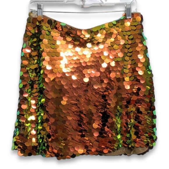 NWT ZARA Short Sequin Paillette Skirt L - Picture 3 of 11